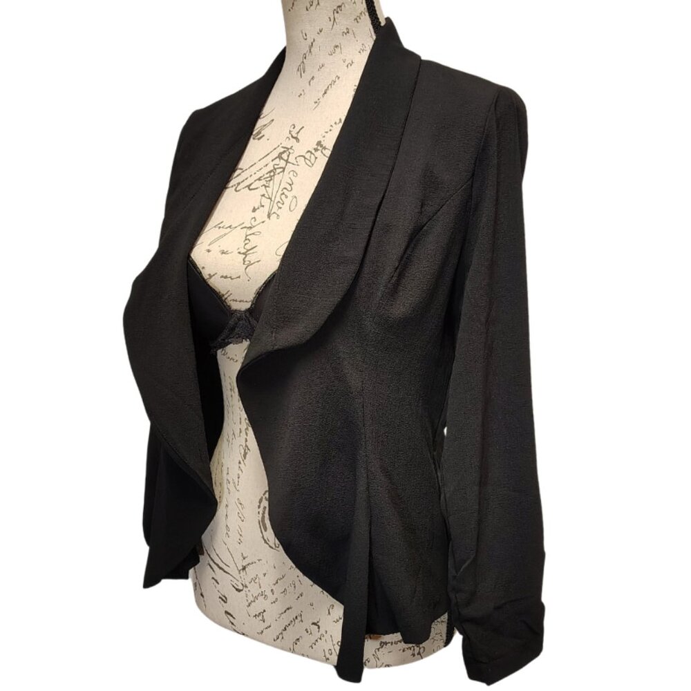 Poetry Womens Jacket Medium Ruffle Open Front - Academia Romantic Workwear Boho‎ - Picture 4 of 8